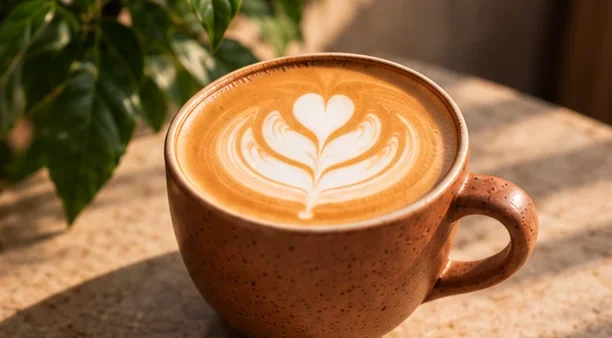 Latte art con forma de corazón
